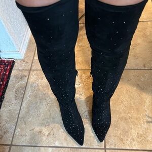 ❤️ Badgley Mischka Black Over-the-Knee Boots with Blings, in great condition.
